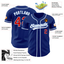 Load image into Gallery viewer, Custom Royal Red-Light Blue Authentic Baseball Jersey
