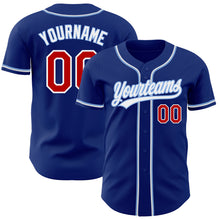 Load image into Gallery viewer, Custom Royal Red-Light Blue Authentic Baseball Jersey