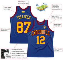 Load image into Gallery viewer, Custom Royal Gold-Maroon Authentic Throwback Basketball Jersey