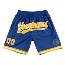 Load image into Gallery viewer, Custom Royal Gold-White Authentic Throwback Basketball Shorts
