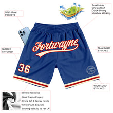 Load image into Gallery viewer, Custom Royal Cream-Red Authentic Throwback Basketball Shorts