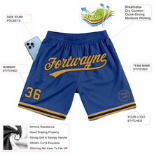 Load image into Gallery viewer, Custom Royal Old Gold-Black Authentic Throwback Basketball Shorts