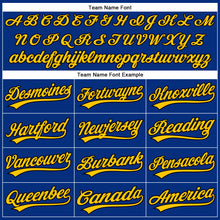 Load image into Gallery viewer, Custom Royal Yellow Pinstripe Black Authentic Baseball Jersey