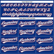 Load image into Gallery viewer, Custom Royal White Pinstripe Red Authentic Baseball Jersey