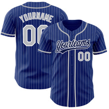 Load image into Gallery viewer, Custom Royal White Pinstripe Gray-Navy Authentic Baseball Jersey