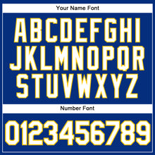 Load image into Gallery viewer, Custom Royal White Pinstripe Yellow Authentic Baseball Jersey