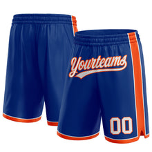 Load image into Gallery viewer, Custom Royal White-Orange Authentic Basketball Shorts