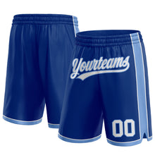 Load image into Gallery viewer, Custom Royal White-Light Blue Authentic Basketball Shorts