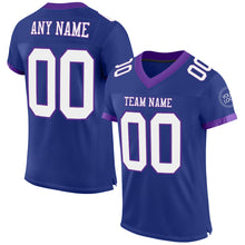 Load image into Gallery viewer, Custom Royal White-Purple Mesh Authentic Football Jersey