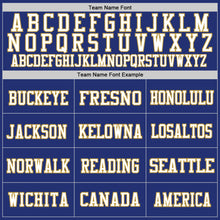 Load image into Gallery viewer, Custom Royal White-Old Gold Mesh Authentic Football Jersey