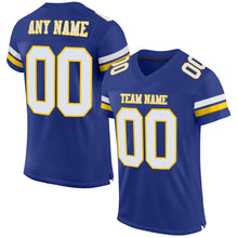 Load image into Gallery viewer, Custom Royal White-Yellow Mesh Authentic Football Jersey