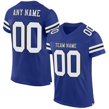 Load image into Gallery viewer, Custom Royal White-Black Mesh Authentic Football Jersey