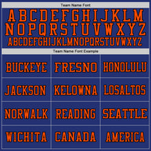 Load image into Gallery viewer, Custom Royal Orange-Black Mesh Authentic Football Jersey