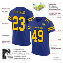 Load image into Gallery viewer, Custom Royal Yellow-Black Mesh Authentic Football Jersey
