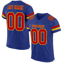 Load image into Gallery viewer, Custom Royal Red-Yellow Mesh Authentic Football Jersey