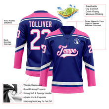 Load image into Gallery viewer, Custom Royal White-Pink Hockey Lace Neck Jersey