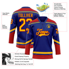 Load image into Gallery viewer, Custom Royal Gold-Red Hockey Lace Neck Jersey