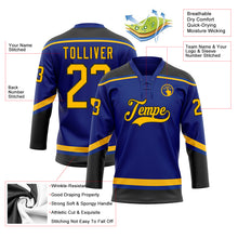 Load image into Gallery viewer, Custom Royal Gold-Black Hockey Lace Neck Jersey