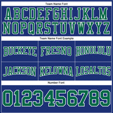 Load image into Gallery viewer, Custom Stitched Royal Kelly Green-White Football Pullover Sweatshirt Hoodie