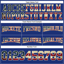 Load image into Gallery viewer, Custom Stitched Royal Vintage USA Flag City Cream-Black Football Pullover Sweatshirt Hoodie