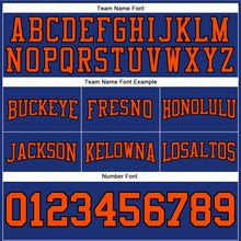 Load image into Gallery viewer, Custom Stitched Royal Orange-Black Football Pullover Sweatshirt Hoodie