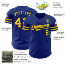 Load image into Gallery viewer, Custom Royal Yellow-Black Authentic Baseball Jersey