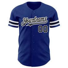 Load image into Gallery viewer, Custom Royal Black-White Authentic Baseball Jersey