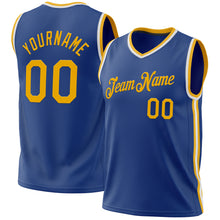 Load image into Gallery viewer, Custom Royal Gold-White Authentic Throwback Basketball Jersey