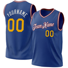 Load image into Gallery viewer, Custom Royal Gold-Maroon Authentic Throwback Basketball Jersey