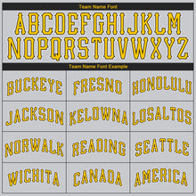 Load image into Gallery viewer, Custom Gray Gold-Black Authentic Throwback Basketball Jersey