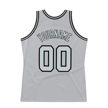 Load image into Gallery viewer, Custom Gray Silver-Black Authentic Throwback Basketball Jersey