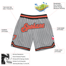 Load image into Gallery viewer, Custom Gray Black Pinstripe Orange-Black Authentic Basketball Shorts