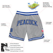 Load image into Gallery viewer, Custom Gray Black Pinstripe Royal-White Authentic Basketball Shorts