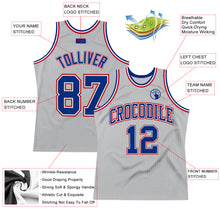 Load image into Gallery viewer, Custom Gray Royal-Red Authentic Throwback Basketball Jersey
