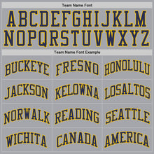 Load image into Gallery viewer, Custom Gray Navy-Gold Authentic Throwback Basketball Jersey
