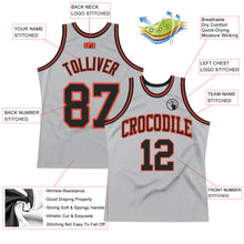 Load image into Gallery viewer, Custom Gray Black-Orange Authentic Throwback Basketball Jersey