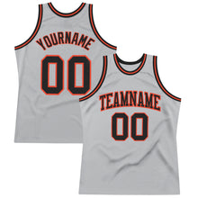 Load image into Gallery viewer, Custom Gray Black-Orange Authentic Throwback Basketball Jersey