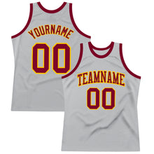 Load image into Gallery viewer, Custom Gray Maroon-Gold Authentic Throwback Basketball Jersey