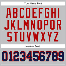 Load image into Gallery viewer, Custom Gray Navy-Red Authentic Throwback Basketball Jersey