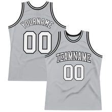 Load image into Gallery viewer, Custom Gray White-Black Authentic Throwback Basketball Jersey