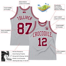 Load image into Gallery viewer, Custom Gray Maroon-White Authentic Throwback Basketball Jersey