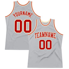 Load image into Gallery viewer, Custom Gray Red-Cream Authentic Throwback Basketball Jersey