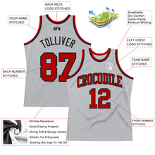 Load image into Gallery viewer, Custom Gray Red-Black Authentic Throwback Basketball Jersey