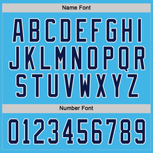 Load image into Gallery viewer, Custom Sky Blue Navy-White Hockey Jersey