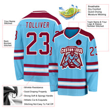 Load image into Gallery viewer, Custom Sky Blue Maroon-White Hockey Jersey