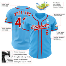 Load image into Gallery viewer, Custom Sky Blue Red-White Authentic Baseball Jersey