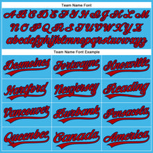 Load image into Gallery viewer, Custom Sky Blue Red-Navy Authentic Baseball Jersey