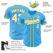 Load image into Gallery viewer, Custom Sky Blue White-Yellow Authentic Baseball Jersey