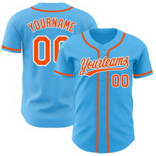 Load image into Gallery viewer, Custom Sky Blue Orange-White Authentic Baseball Jersey
