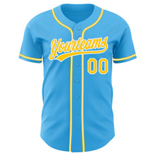 Load image into Gallery viewer, Custom Sky Blue Yellow-White Authentic Baseball Jersey